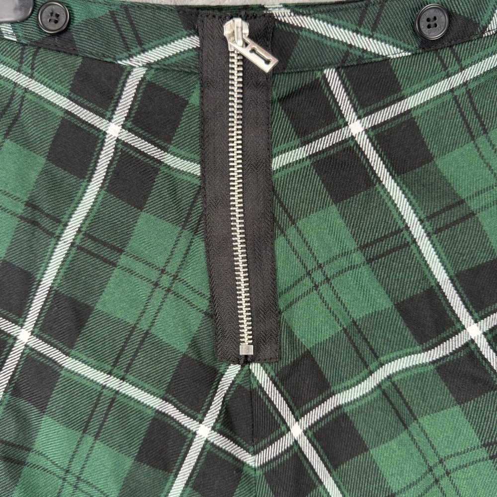 Royal Bones Y2K Daang Goodman Green Plaid Mini Skirt Punk Goth Skater Womens M - Picture 13 of 16